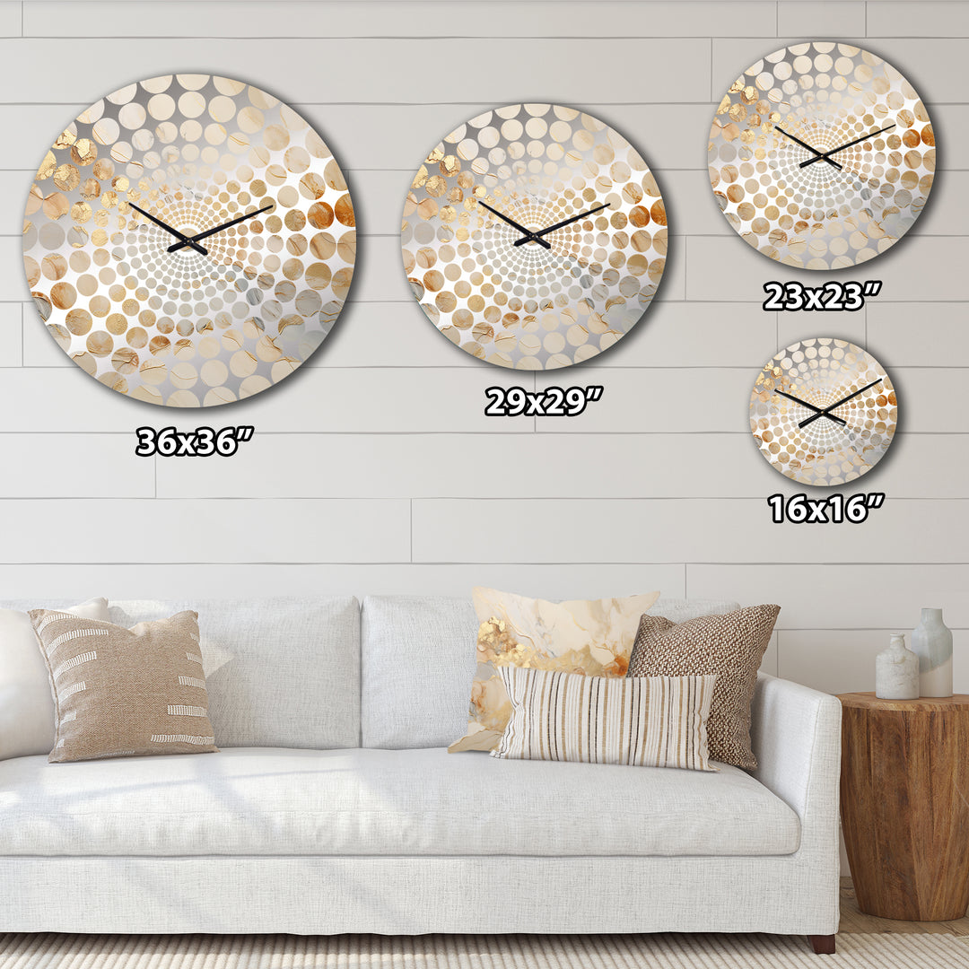 Beige And Gold Glacier Stone Art I - Abstract Metal Wall Clock