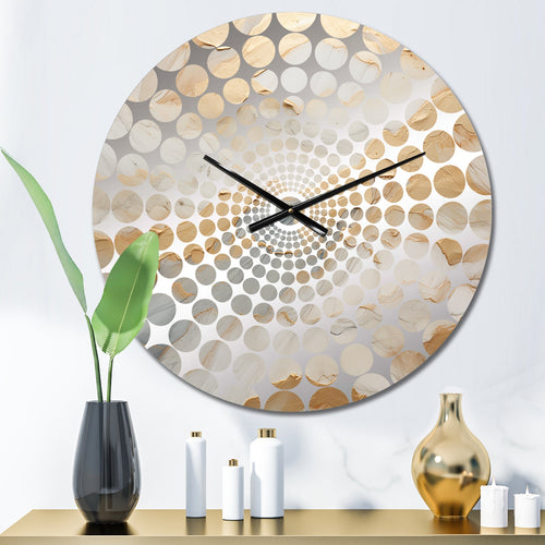 Beige And Gold Glacier Stone Art III - Abstract Metal Wall Clock