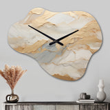 Beige And Gold Glacier Stone Art III - Asymmetric Metal Wall Clock