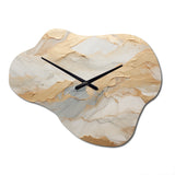 Beige And Gold Glacier Stone Art III - Asymmetric Metal Wall Clock