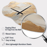 Beige And Gold Glacier Stone Art III - Asymmetric Metal Wall Clock