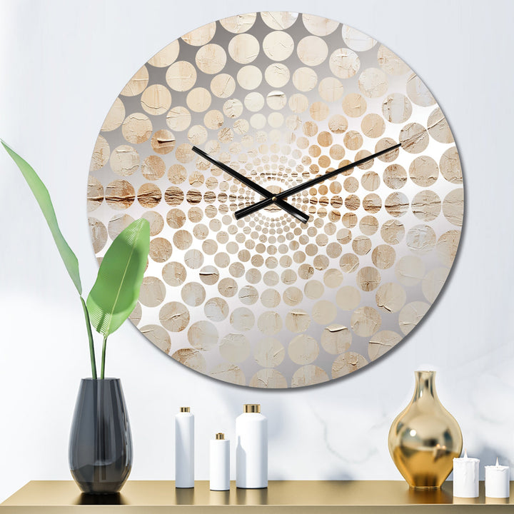 Beige And White Timeless Minimalism - Abstract Metal Wall Clock