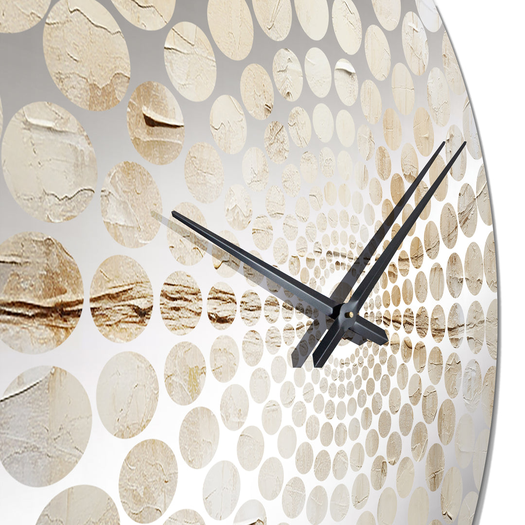Beige And White Timeless Minimalism - Abstract Metal Wall Clock