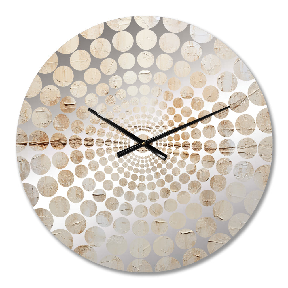 Beige And White Timeless Minimalism - Abstract Metal Wall Clock