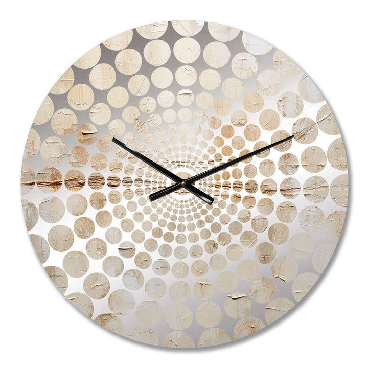 Beige And White Timeless Minimalism - Abstract Metal Wall Clock