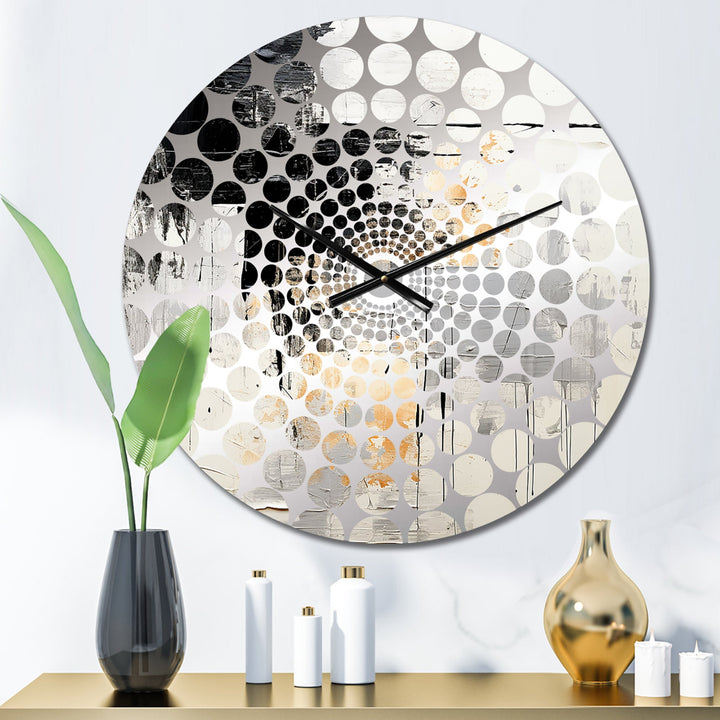 Beige And Black Divine Simplicity - Abstract Metal Wall Clock
