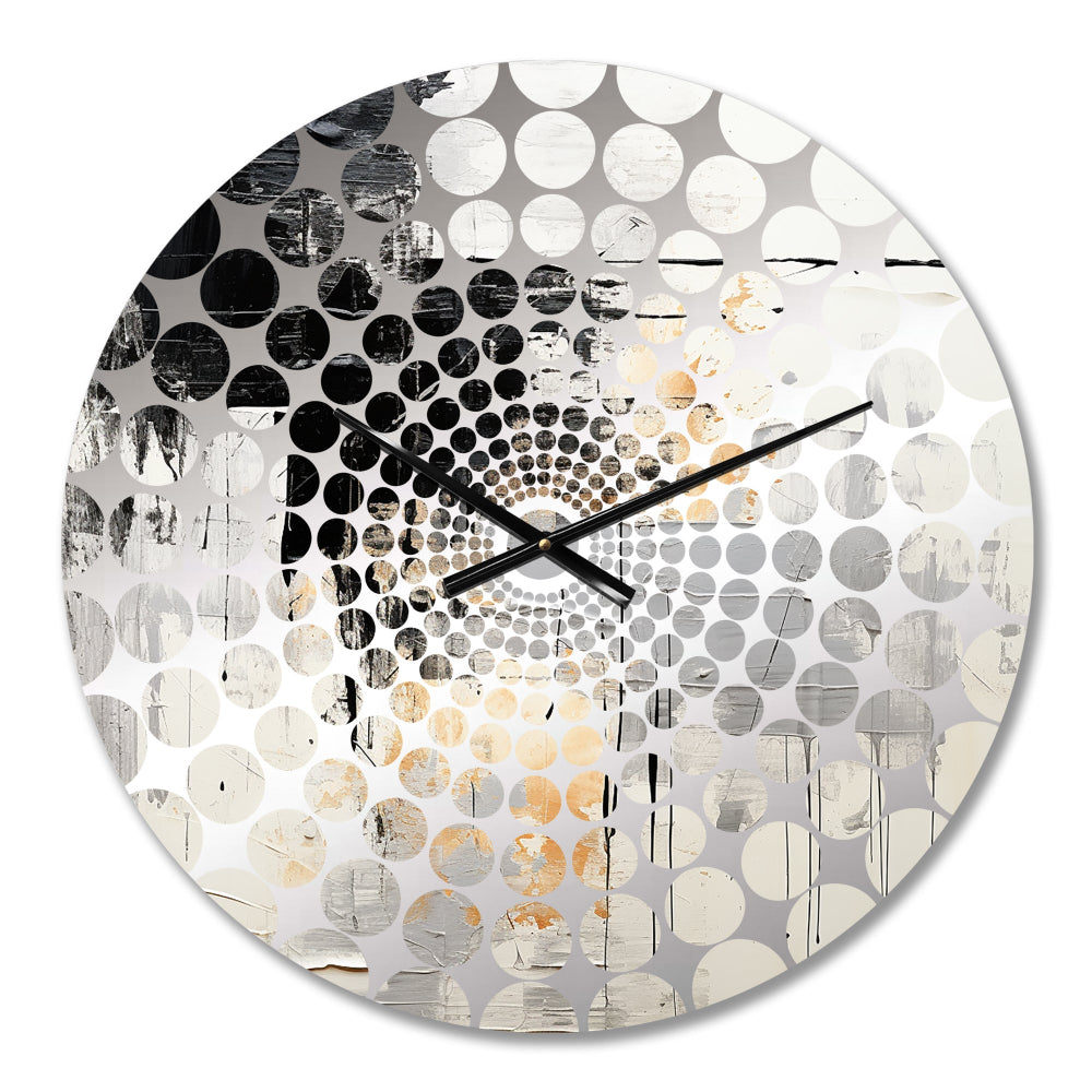 Beige And Black Divine Simplicity - Abstract Metal Wall Clock