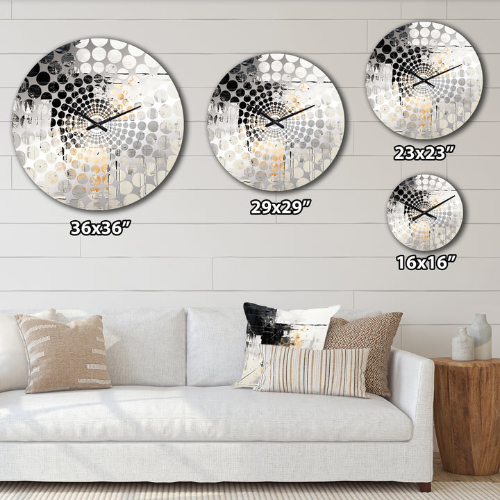 Beige And Black Divine Simplicity - Abstract Metal Wall Clock