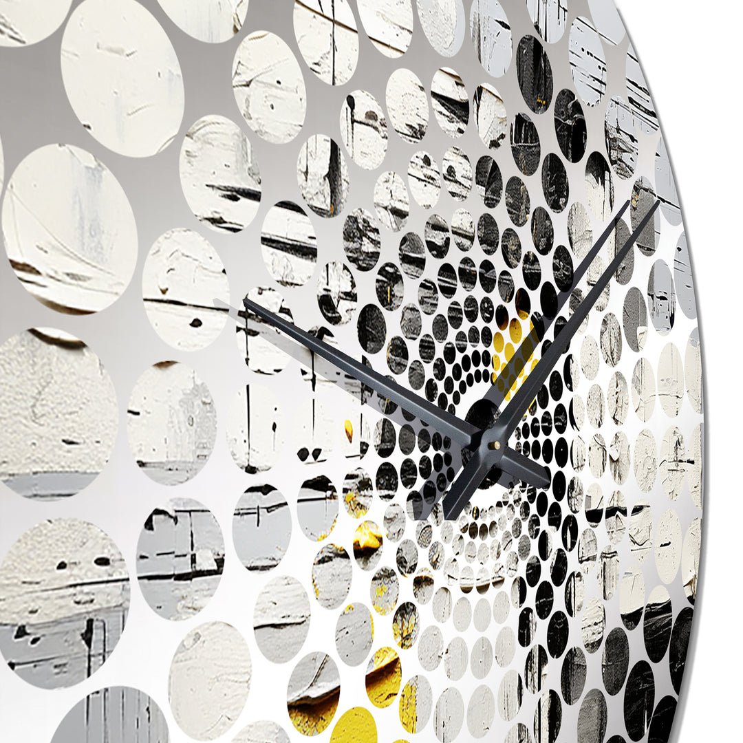 Beige And Black Divine Simplicity I - Abstract Metal Wall Clock