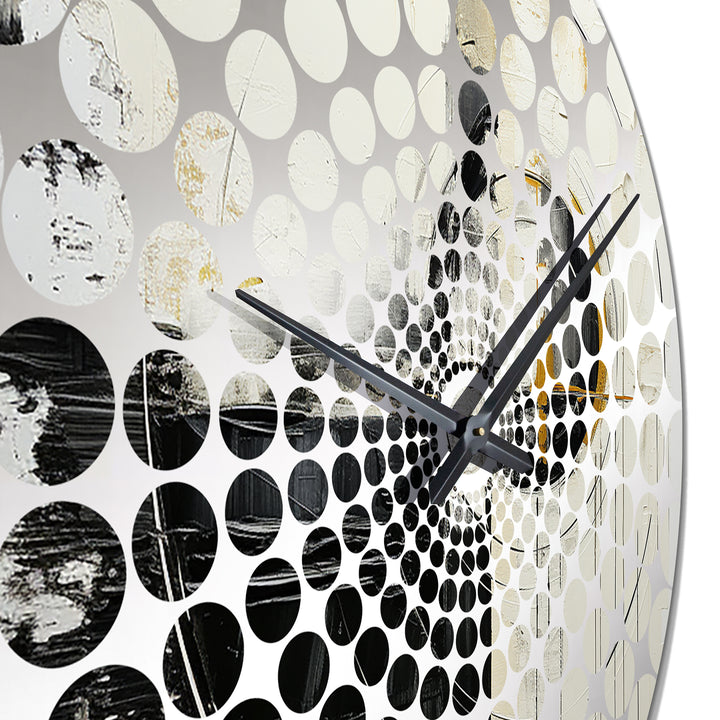 Beige And Black Divine Simplicity II - Abstract Metal Wall Clock