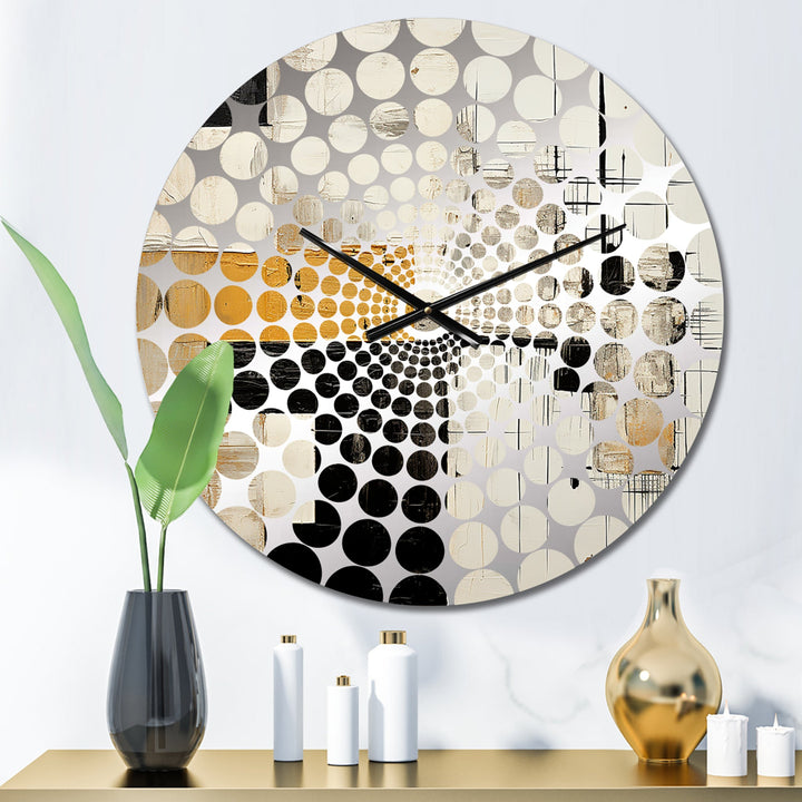 Beige And Black Divine Simplicity IV - Abstract Metal Wall Clock