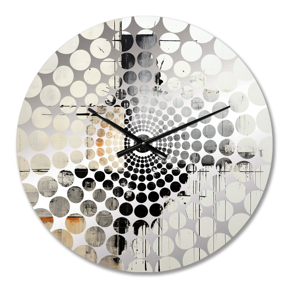 Beige And Black Divine Simplicity V - Abstract Metal Wall Clock