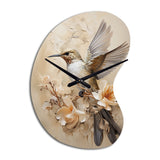Fluttering Floral Hummingbird I - Asymmetric Metal Wall Clock