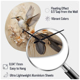 Fluttering Floral Hummingbird I - Asymmetric Metal Wall Clock