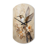 Fluttering Floral Hummingbird I - Asymmetric Metal Wall Clock