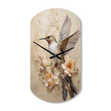 Fluttering Floral Hummingbird I - Asymmetric Metal Wall Clock