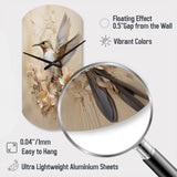 Fluttering Floral Hummingbird I - Asymmetric Metal Wall Clock