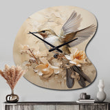 Fluttering Floral Hummingbird I - Asymmetric Metal Wall Clock