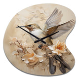 Fluttering Floral Hummingbird I - Asymmetric Metal Wall Clock