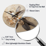 Fluttering Floral Hummingbird I - Asymmetric Metal Wall Clock