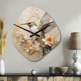 Fluttering Floral Hummingbird I - Asymmetric Metal Wall Clock