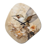Fluttering Floral Hummingbird I - Asymmetric Metal Wall Clock