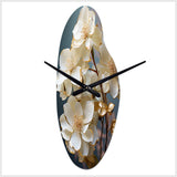 Baroque Hydrangea White And Gold II - Asymmetric Metal Wall Clock