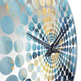 Blue And Gold Abstracted River Flow - Landscapes Metal Wall Clock