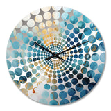 Blue And Gold Abstracted River Flow - Landscapes Metal Wall Clock