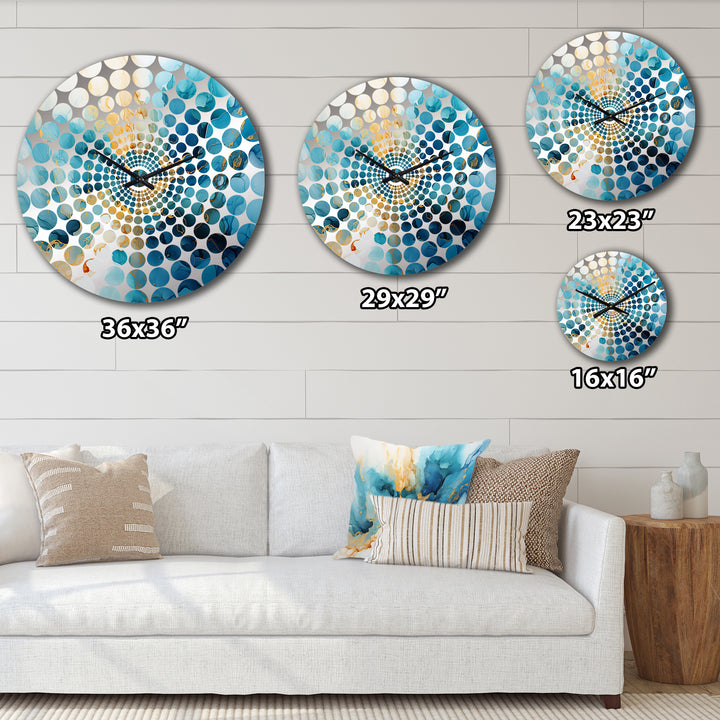 Blue And Gold Abstracted River Flow - Landscapes Metal Wall Clock