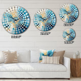 Blue And Gold Abstracted River Flow - Landscapes Metal Wall Clock