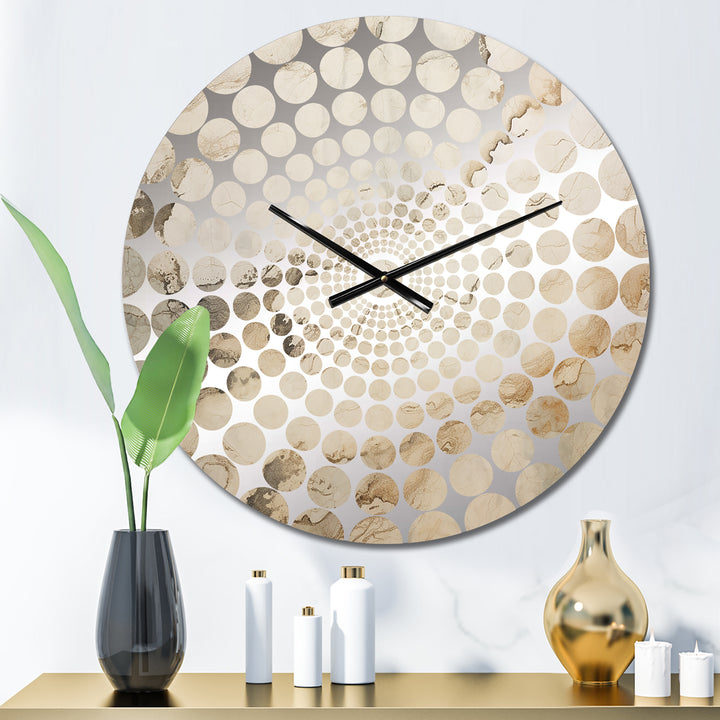 Beige And White Marble River - Abstract Metal Wall Clock