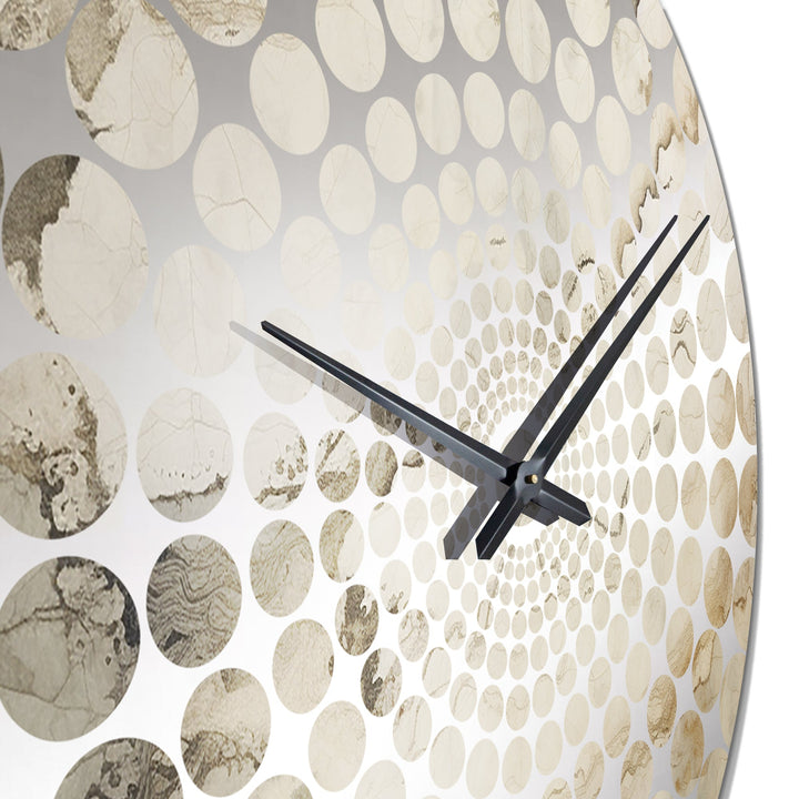 Beige And White Marble River - Abstract Metal Wall Clock
