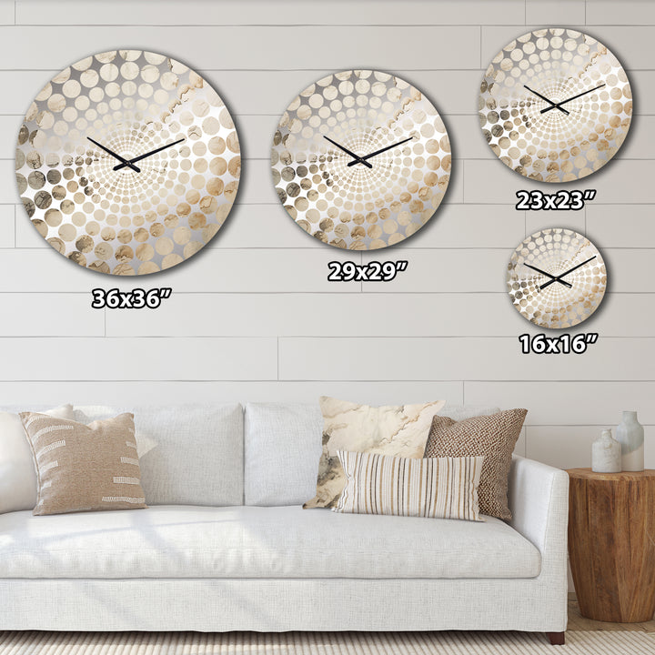 Beige And White Marble River - Abstract Metal Wall Clock