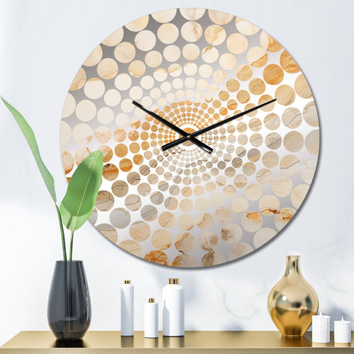Gold And White Marble River I - Abstract Metal Wall Clock