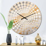Gold And White Marble River I - Abstract Metal Wall Clock