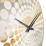 Gold And White Marble River I - Abstract Metal Wall Clock