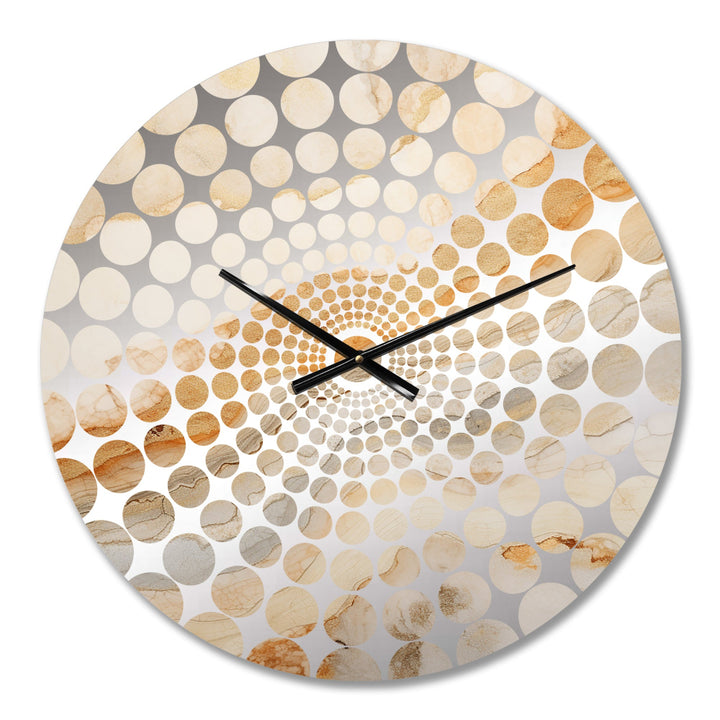 Gold And White Marble River I - Abstract Metal Wall Clock