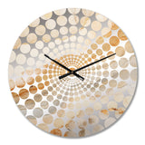 Gold And White Marble River I - Abstract Metal Wall Clock