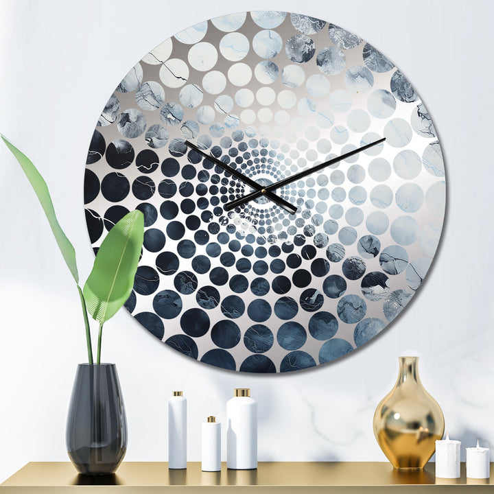 Blue And White Marble River I - Abstract Metal Wall Clock
