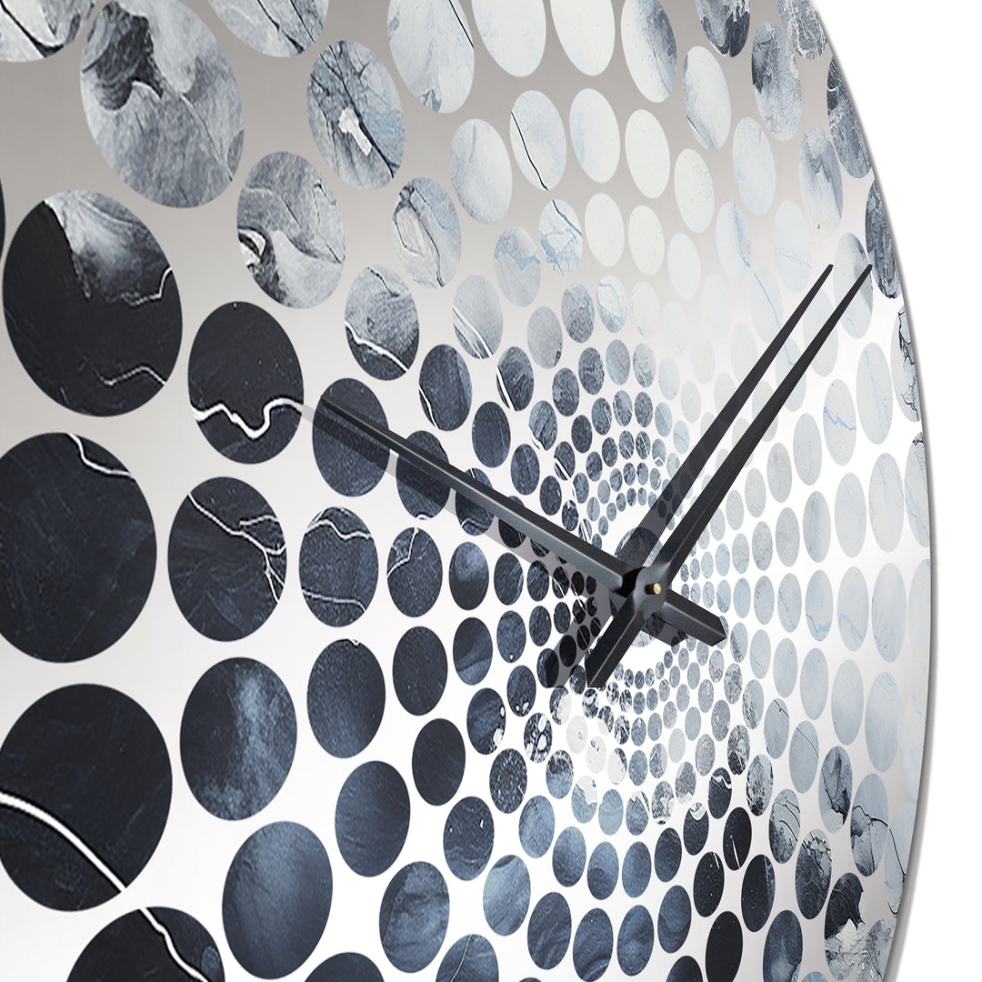 Blue And White Marble River I - Abstract Metal Wall Clock