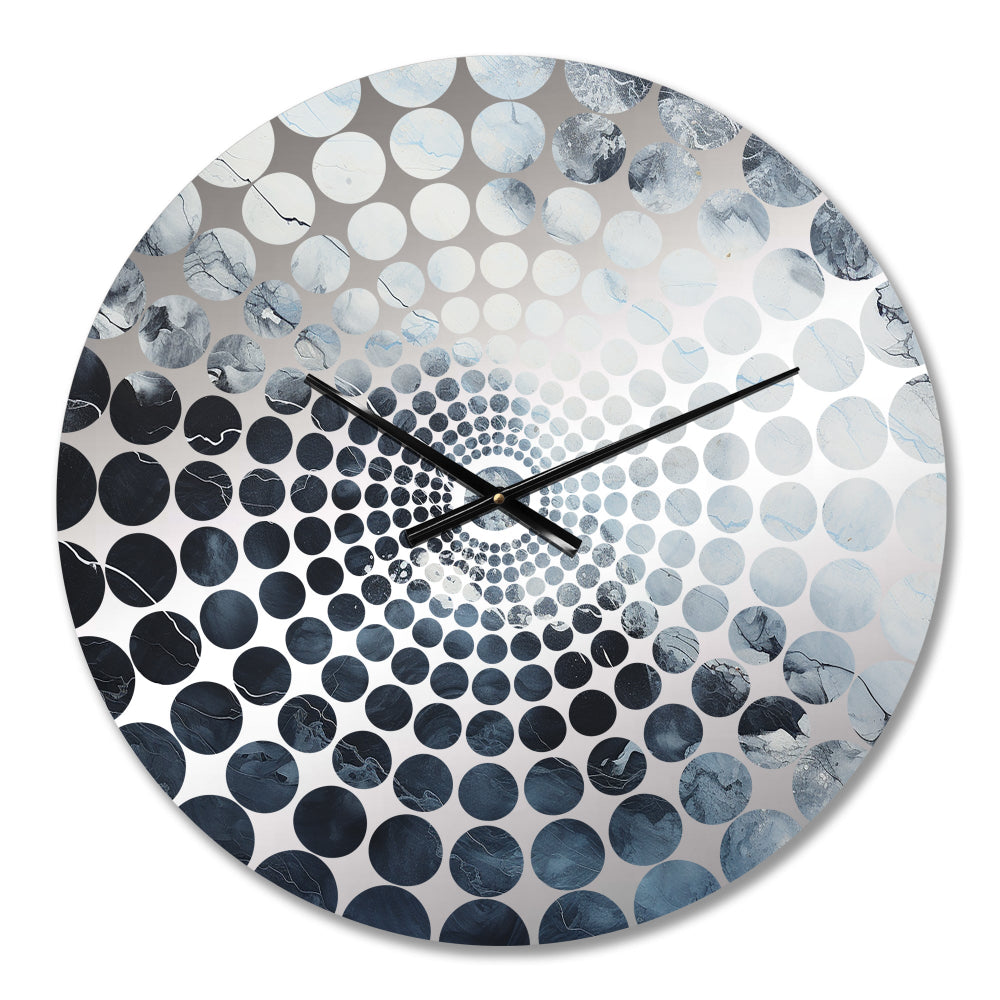 Blue And White Marble River I - Abstract Metal Wall Clock