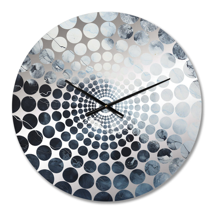 Blue And White Marble River I - Abstract Metal Wall Clock