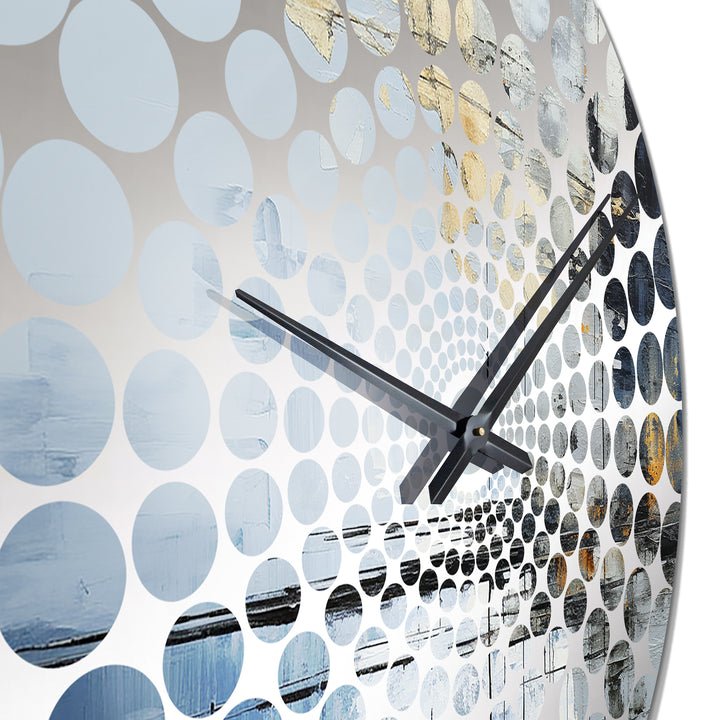 Grey And Blue Abstract Lake Painting - Landscapes Metal Wall Clock