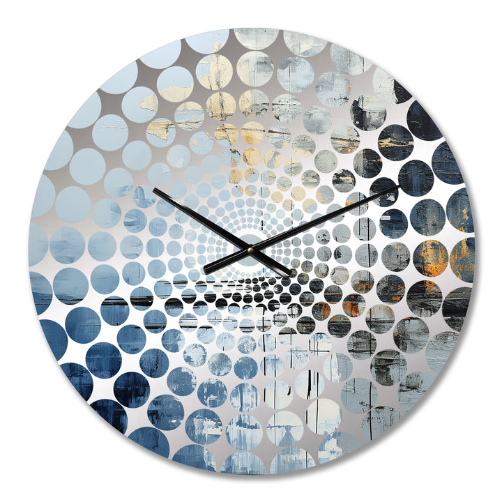 Grey And Blue Abstract Lake Painting - Landscapes Metal Wall Clock