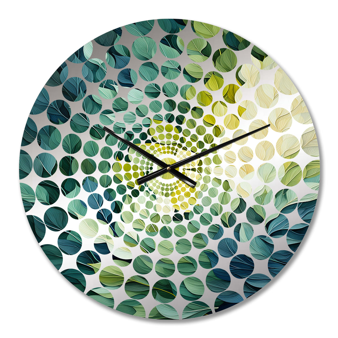 Leaves Green River Collage - Floral Metal Wall Clock