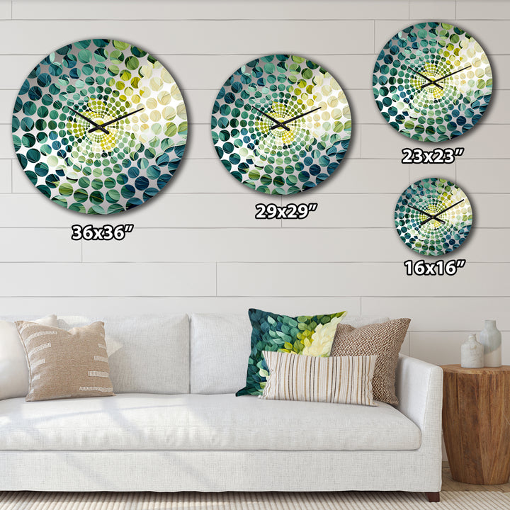 Leaves Green River Collage - Floral Metal Wall Clock