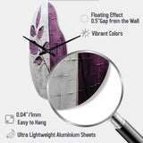 Purple Leaves Plum Precision - Asymmetric Metal Wall Clock