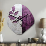 Purple Leaves Plum Precision - Asymmetric Metal Wall Clock