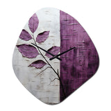 Purple Leaves Plum Precision - Asymmetric Metal Wall Clock